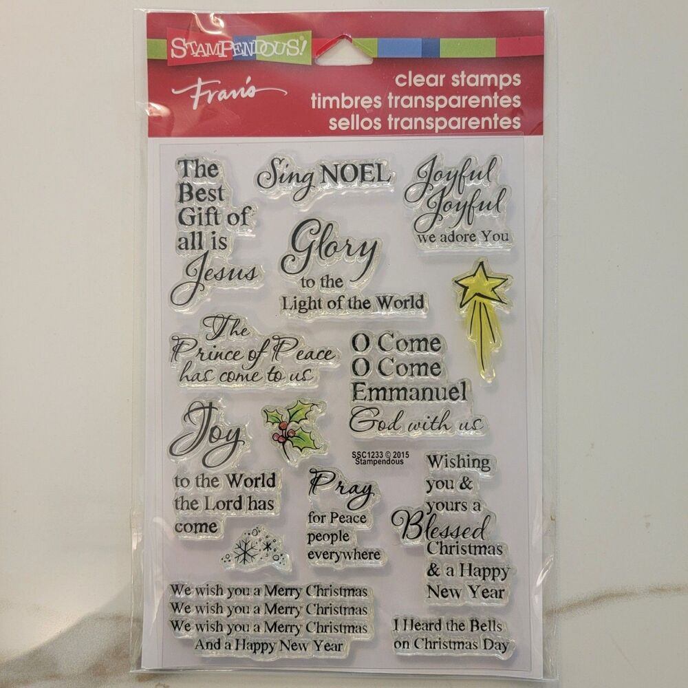 Stampendous JOYFUL PHRASES Clear Cling Stamp Set of 15 Clear Cling Stamp Set